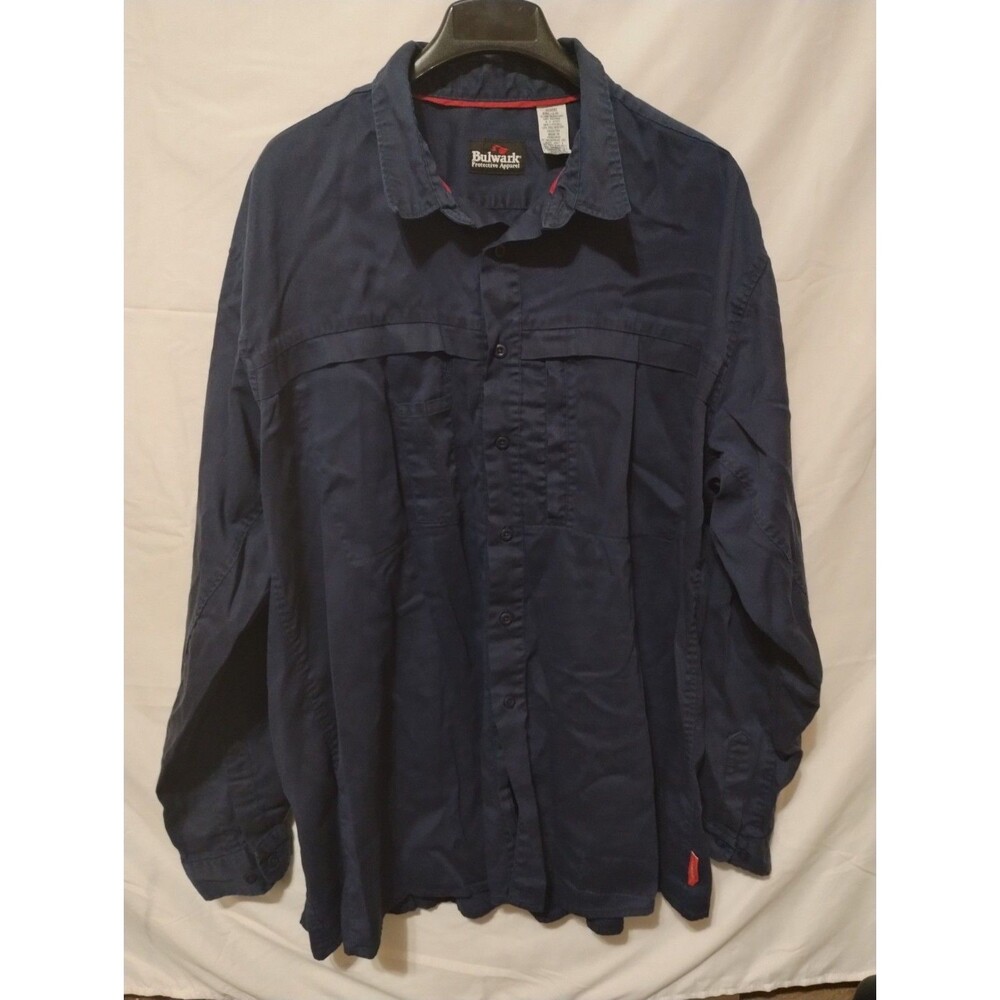 Bulwark FR Twill Work Shirt Blue 3XL Long Sleeve Button Front QS20DBZ